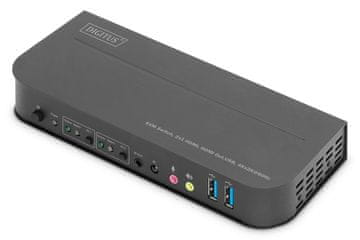 Digitus Digitus DA-70147 KVM stikalo, 2x1 HDMI, USB, 4K@60Hz, črno