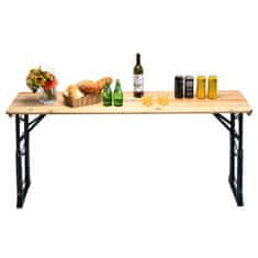 Northix Folding Picnic Table, Wood, Adjustable Height, Umbrella Hole