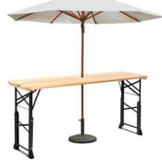 Northix Folding Picnic Table, Wood, Adjustable Height, Umbrella Hole