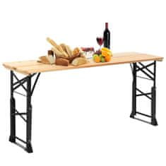 Northix Folding Picnic Table, Wood, Adjustable Height, Umbrella Hole