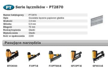 BOSCH Žeblji PT 33`, 2.8 x 70mm, 2200 kosov