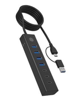 IcyBox ICY BOX IB-HUB1737-C3 USB 3.2 Gen 1 Hub, črn