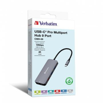 Verbatim Verbatim CMH-09 USB Type-C Hub 10000 Mbit/s srebrn