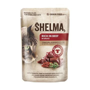 SHELMA Shelma mokra hrana za mačke, govedina v omaki, 85g