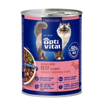 slomart OPTIVITAL Goveje meso v omaki - mokra hrana za mačke - 415g