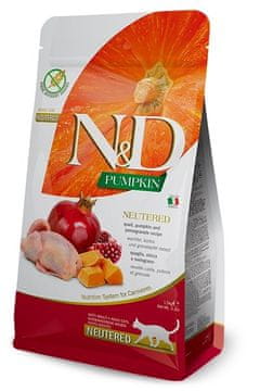 FARMINA Pumpkin N&D Neutered Quail suha hrana za mačke 5kg