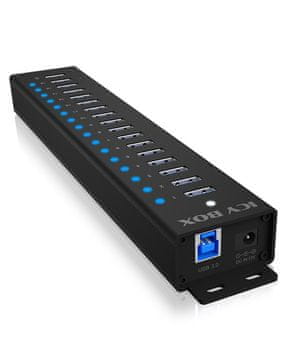 ICY BOX 17-portni USB 3.2 Gen 1 Type-A razdelilnik, črn