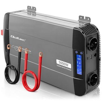 Qoltec Qoltec pretvornik napetosti Pure Sine Wave, 12V na 230V, 2500/5000W, LCD, USB, USB-C