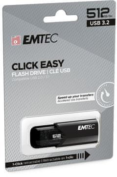 EMT Emtec B110 Click Easy 3.2 USB ključek 512 GB, USB-A 3.2 Gen 2, črn