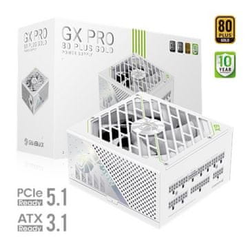 slomart Gamemax GX PRO 1250G WH Napajalnik 1250 W, Gold, Belo, Popolnoma modularen
