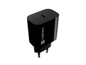NAT USB-C polnilnik NAT 20W, 1x USB-A, črn