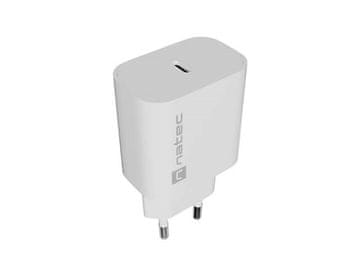 NAT Stenski polnilnik NATEC RIBERA, 1x USB-C, 20W, bela