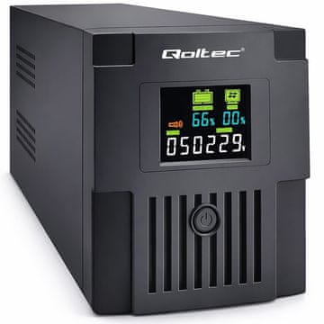 UPS Qoltec 53770 - 1.5 kVA / 900 W, Line-Interactive z LCD, črn