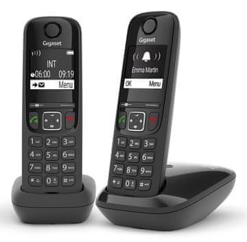 Gigaset Gigaset AS690 Duo analogno/DECT telefon s klicevnikom, črn
