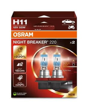 slomart OSR NIGHT BREAKER 220 H11 žarnici, bela 3700K (komplet 2)