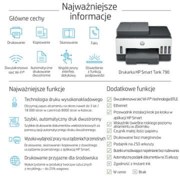 HP Smart Tank 790 multifunkcijski tiskalnik, brizgalni, A4, 4800x1200 DPI, 15 ppm, Wi-Fi