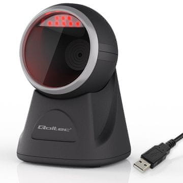 Qoltec Qoltec namizni čitalnik črtnih kod 1D & QR | 2D, črn