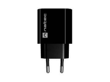 NAT Stenski polnilnik NATEC RIBERA 1x USB-A + 1x USB-C 20W črn
