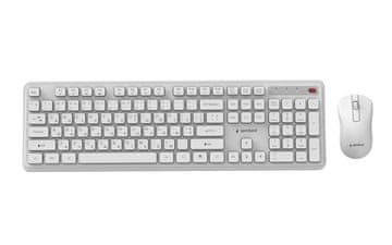 GEM Gembird KBS-WPS-01 Slim Pro Business brezžični namizni set, bela, RU postavitev