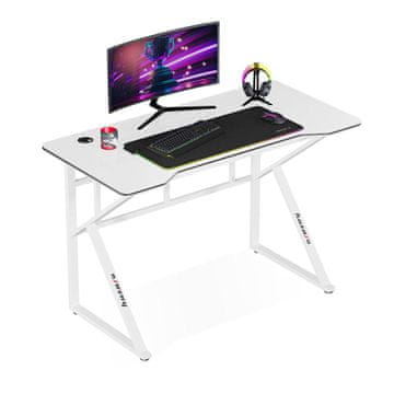 Desk Huzaro Hero 1.6 Gaming Desk, bela, kovinski okvir, MDF/karbonska plošča