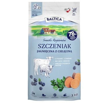 slomart BALTICA Smaki regionów Junior jagnjetina s telečjim mesom suha hrana za pse - 3kg