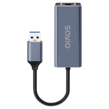 SAVIO Savio AK-83 adapter, RJ-45 v USB Type-A, črn