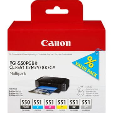 CAN Canon PGI-550/CLI-551 črnilo za brizgalni tiskalnik, komplet 6 kosov
