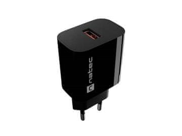 NAT Zidni polnilnik NAT 1x USB-A 18W črn
