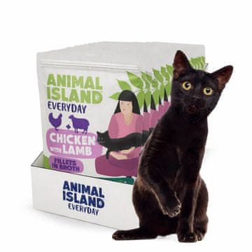 Animal ANIMAL ISLAND Chicken with lamb - mokra hrana za mačke v omaki, 12x85g
