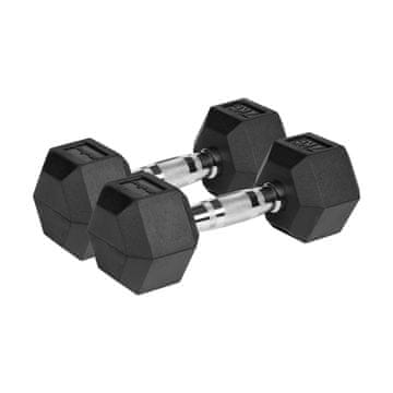 Rebel REBEL ACTIVE Rubber-coated cast iron dumbbells 2x7 kg