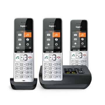 slomart Gigaset 500A Comfort Trio brezžični telefon s snemalnikom, srebro/črna