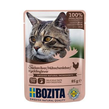 Bozita Bozita Piščančji jetrni koščki v želatini - vlažna hrana za mačke, 85 g