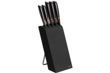 Fiskars set 5 kuhinjskih nožev v bloku, črni