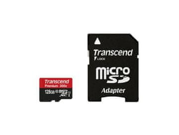 TRS Transcend microSDXC UHS-I 128GB z adapterjem, rdeča/črna