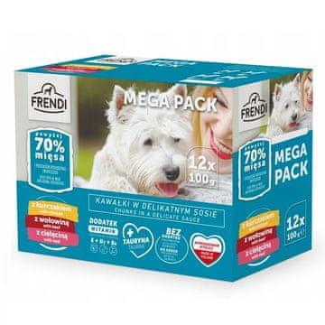 slomart FRENDI Piščanec, Govedina, Teletina - mokra hrana za pse, 12x100g