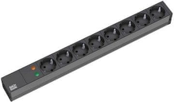 bac Bachmann 19'' 2m razdelilec z 8 Schuko vtičnicami, črn