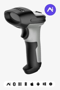 slomart Inateck BCST-70-AI ročni 1D laserski čitalnik črtne kode, črna/siva
