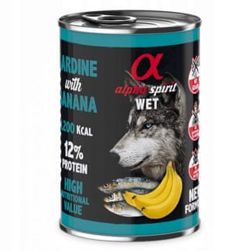 Alpha Spirit Mokra hrana za pse ALPHA SPIRIT Sardine z banano - 400g