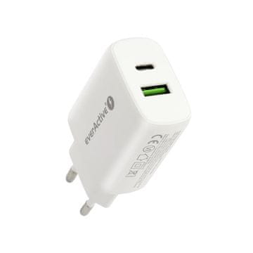slomart EAV SC-370Q polnilnik USB-A (QC 3.0) + USB-C PD/PPS 25W bel