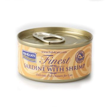 Fish4Cats FISH4CATS Konzerva Sardine z rakci – mokra hrana za mačke, 70g