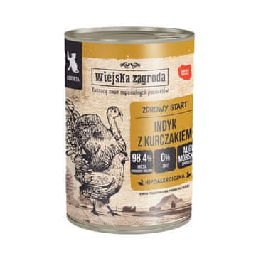 Wiejska Zagroda WIEJSKA ZAGRODA Mokra hrana za mačke – Purana s piščancem, 400g