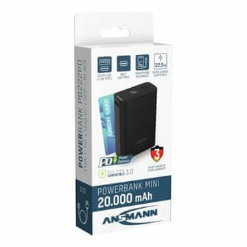 Ansmann Ansmann PB222PD Power bank 20000 mAh LiPo, Črna