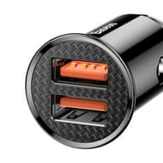 BASEUS Avto polnilec Baseus AB30BK, 2x USB, črn