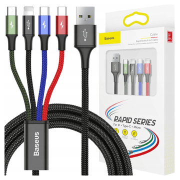 BASEUS BASEUS HITRI 4V1 USB KABEL ZA TELEFONE 2XUSB-C ZA LIGHTNING MICRO DO 3,5A