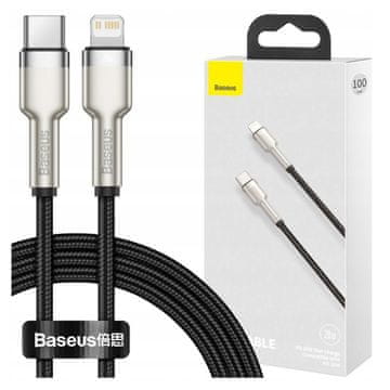 BASEUS Kabel Cafule USB-C na Lightning, PD, 20W, 1m (črn)