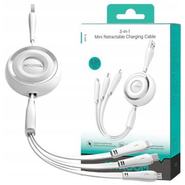 Joyroom 3v1 Joyroom barvni USB na USB-C/Lightning/Micro USB kabel 3,5A, 1m (bel)