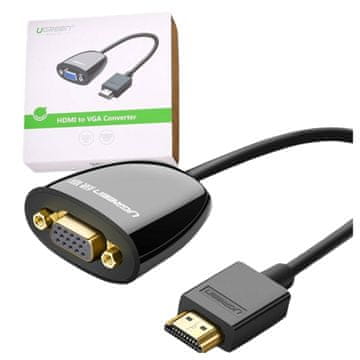 Ugreen enosmerni kabelski adapter iz HDMI (moški) na VGA (ženski) FHD črne barve (MM105 40253)
