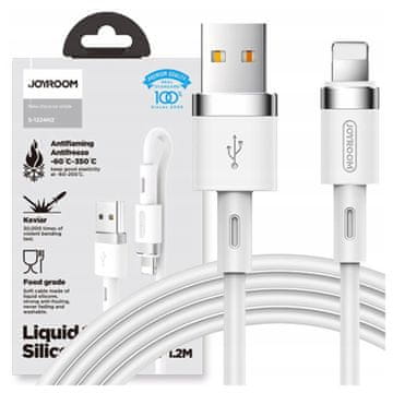 Joyroom tekoči silikonski podatkovni kabel N2 USB-A / Lightning 2.4A 1.2m - bel