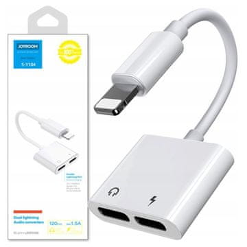 Joyroom S-Y104 adapter za Lightning / 2x Lightning slušalke - bel