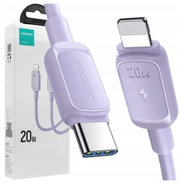 Joyroom večbarvni kabel serije A14 USB-C / Lightning 20W 1,2 m - vijoličen